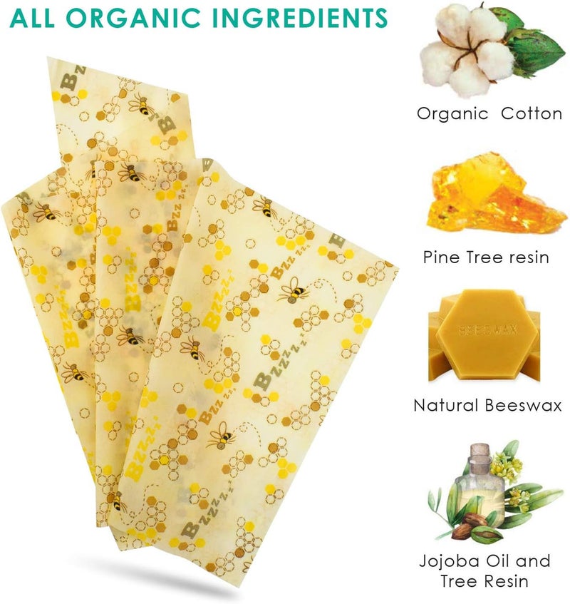 ERKOON Reusable Beeswax Wraps 13 x 39 Inch Beeswax Wraps for Food Eco-Friendly Sustainable Food Storage Wraps for Sandwich, Cheese, Fruit, Bread, Snacks - Image 3